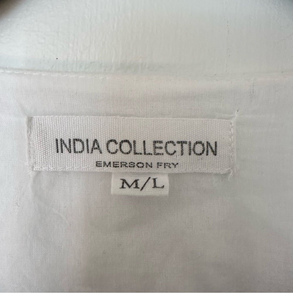 India Collection Emerson Fry Organic Cotton Embroidered Tie Front Top Womens - Picture 7 of 14